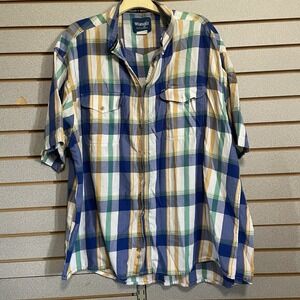 Wrangler Mulitcolored Plaid Short Sleeve Button Shirt  2X XXL Western Cowboy‎